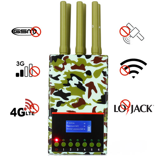 Portable Camouflage 6 Antennas 3G 4G GPS Cell Phone Lojack Jammer Signal Jammer