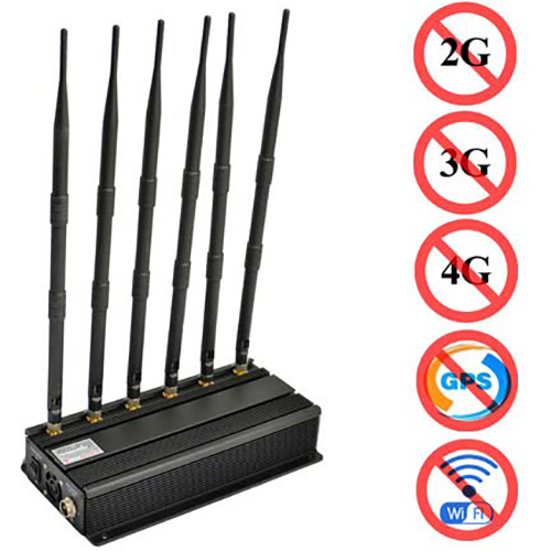 Desktop 6-band mobile phone jammer 2G 3G 4G GPS WIFI VHF UHF frequency Adjustable